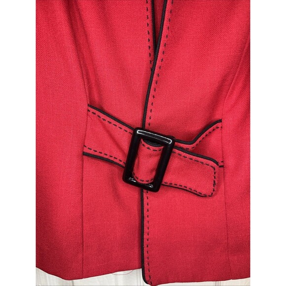 VTG 80s Dorby SZ 10 Red Vintage Blazer w Belted Waist Black Trim Princess Diana - Picture 5 of 9